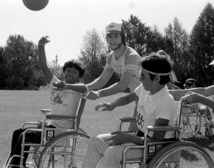 Wheelchair Soccer kids in wheelchairs enjoying themselves tremendously while playing soccer.